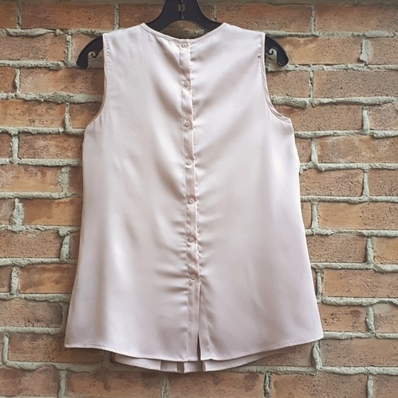 4 for $30 le chateau Stretch Satin Button Back Sleeveless Blouse - Picture 4 of 10